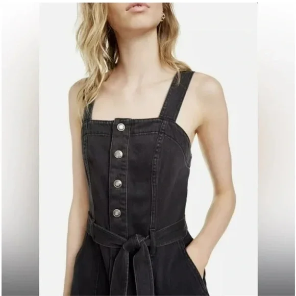 OAT Cotton Wide-Leg Denim Jumpsuit - size 6 - Picture 3 of 3